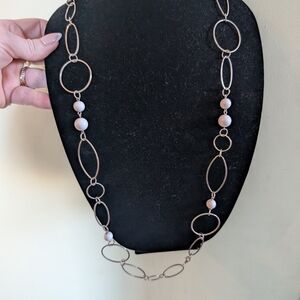 Vintage Silver Necklace with White Accents